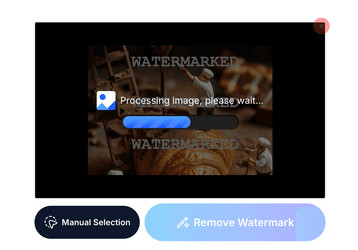 Wait for clear.photo watermark ai to process image